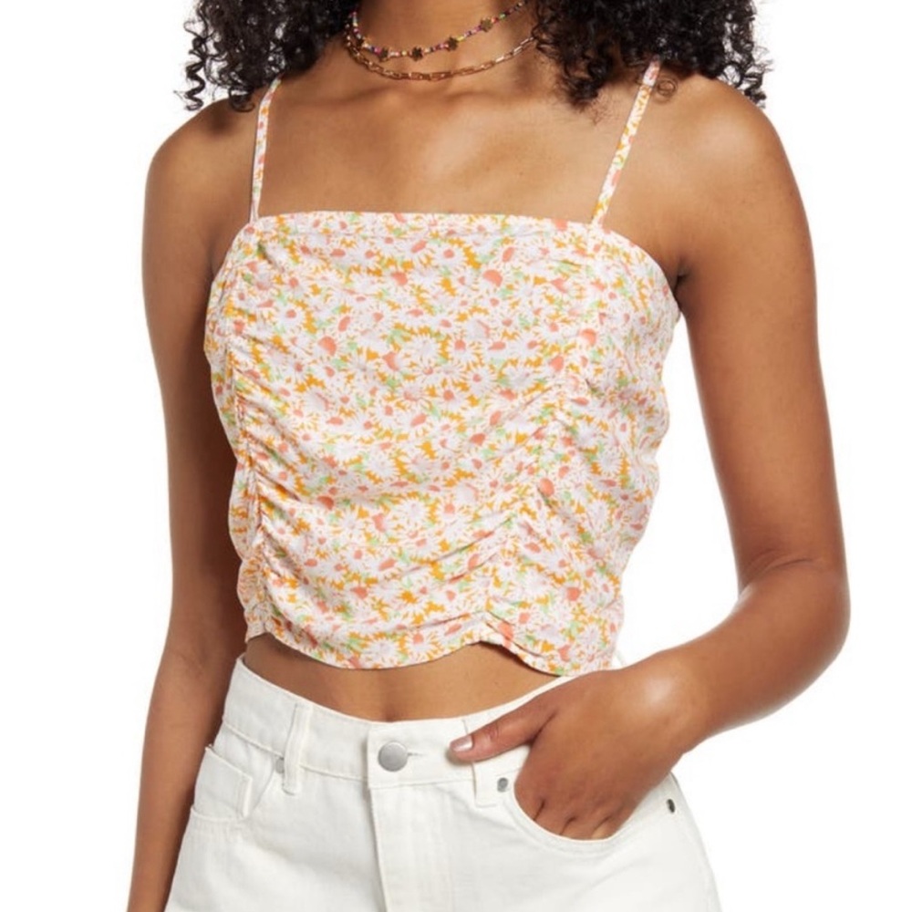 BP. by Nordstrom ruched floral cropped camisole top